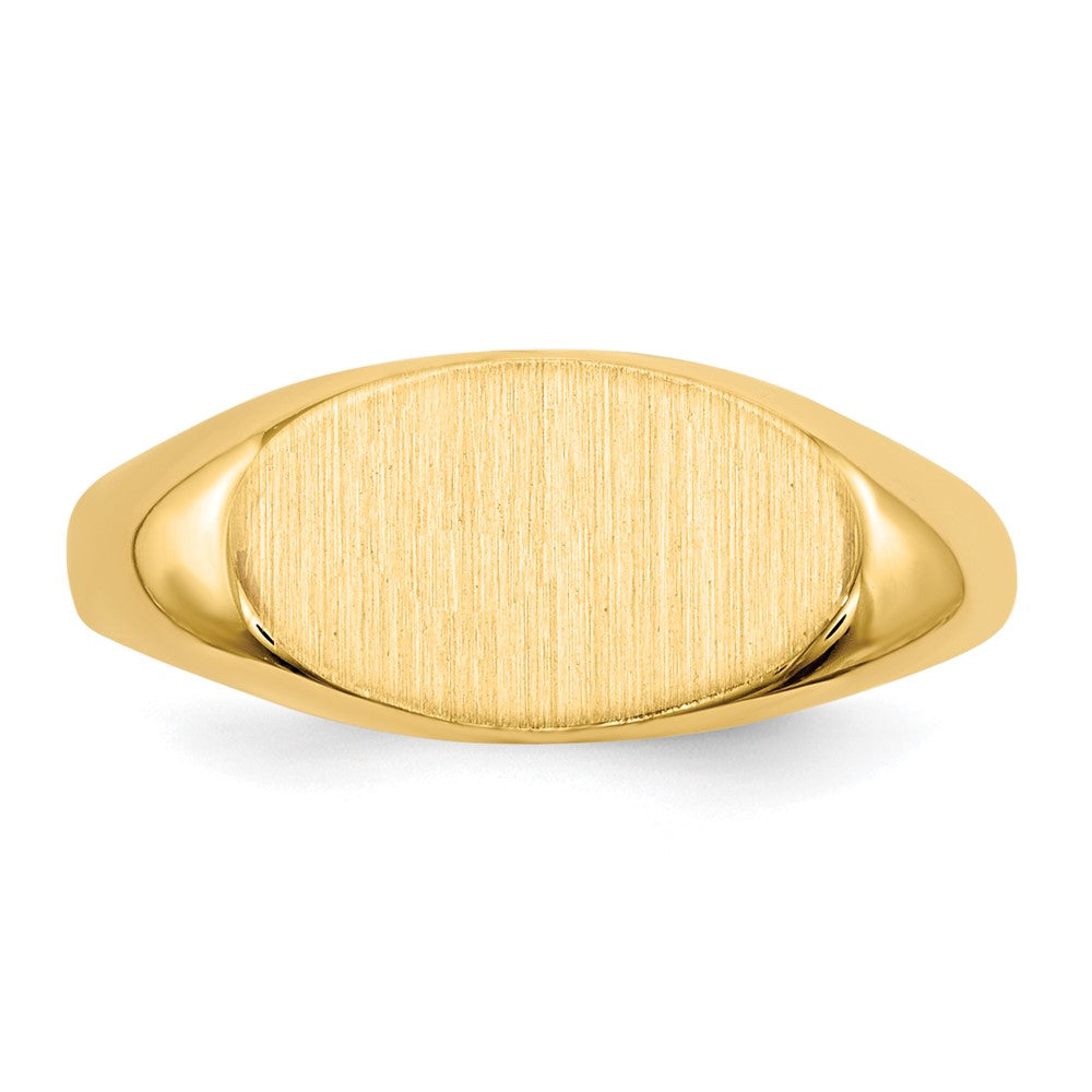 14k 6.5x11.0mm Open Back Childs Oval Signet Ring