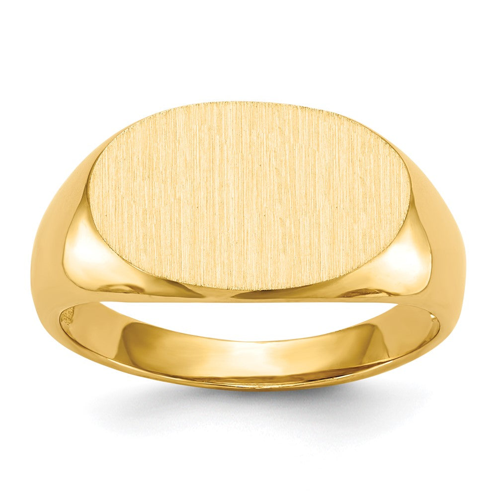14k 17.0x11.0mm East-West Oval Open Back Mens Signet Ring