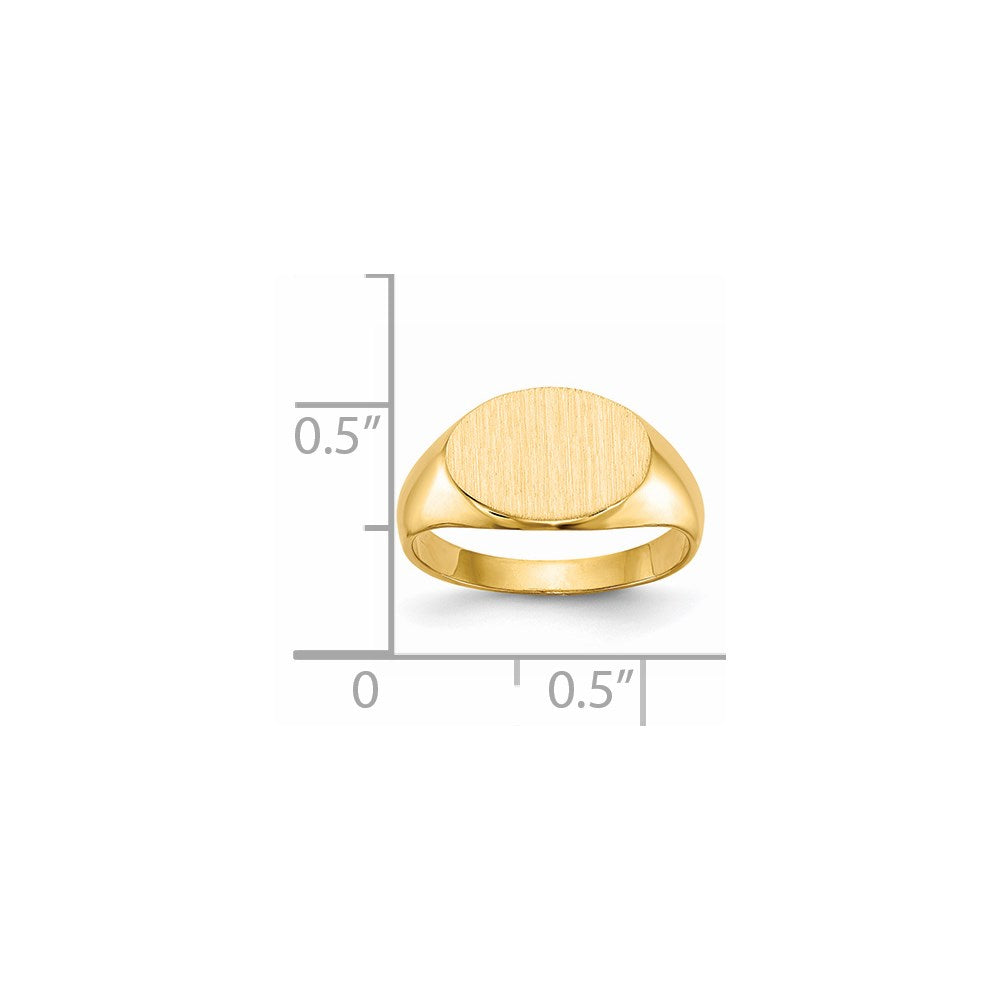 14k 11.0x7.5mm Closed Back Childs Oval Signet Ring