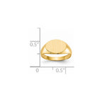 14k 11.0x7.5mm Closed Back Childs Oval Signet Ring