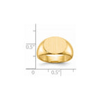 14k 12.5x9.5mm Oval Closed Back Signet Ring