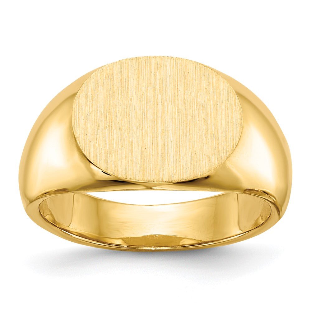 14k 12.5x9.5mm Oval Closed Back Signet Ring