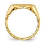 14k 16.0x12.0mm Oval Closed Back Mens Signet Ring