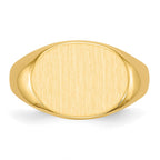 14k 16.0x12.0mm Oval Closed Back Mens Signet Ring