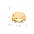 14k 16.0x12.0mm Oval Closed Back Mens Signet Ring
