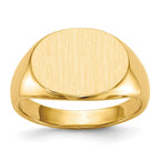 14k 16.0x12.0mm Oval Closed Back Mens Signet Ring