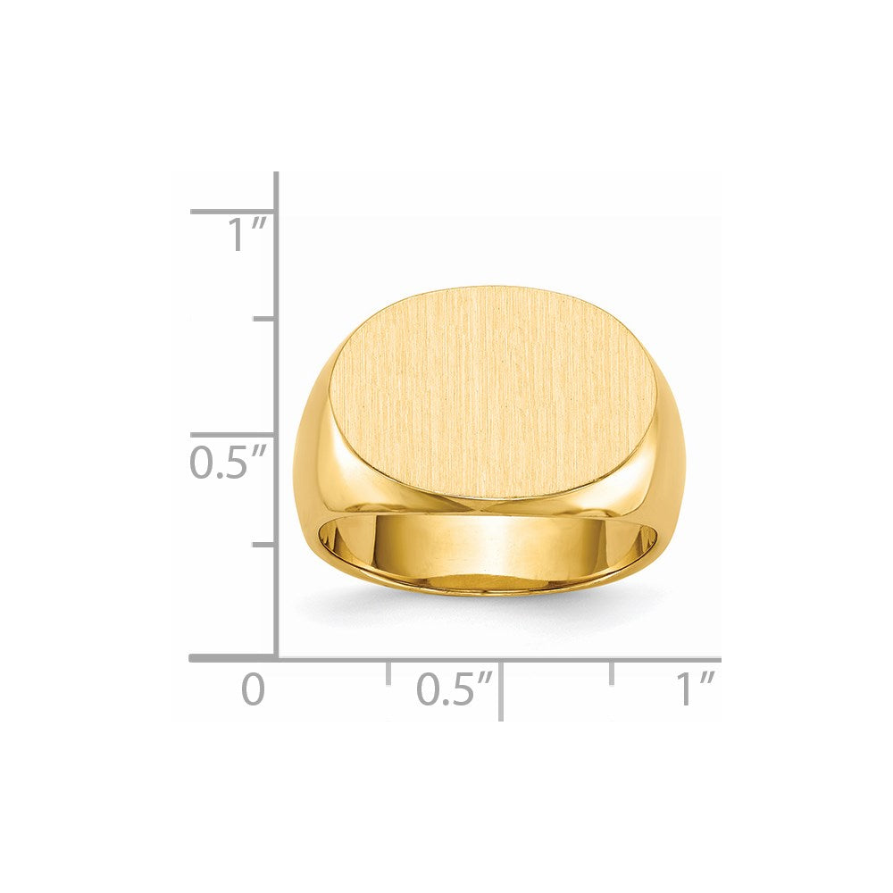 14k 19.0x13.0mm Oval Closed Back Mens Signet Ring