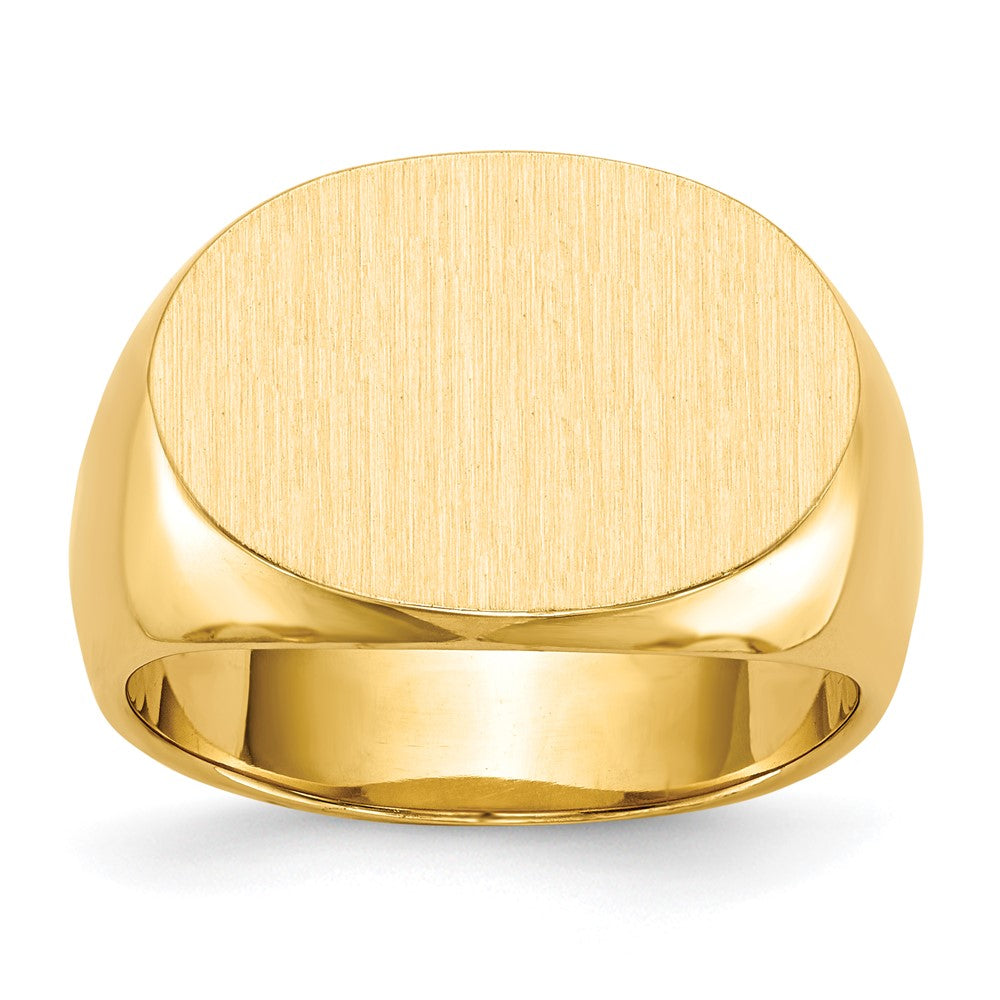 14k 19.0x13.0mm Oval Closed Back Mens Signet Ring