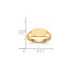 14k 11.5x6.5mm East-West Oval Closed Back Signet Ring