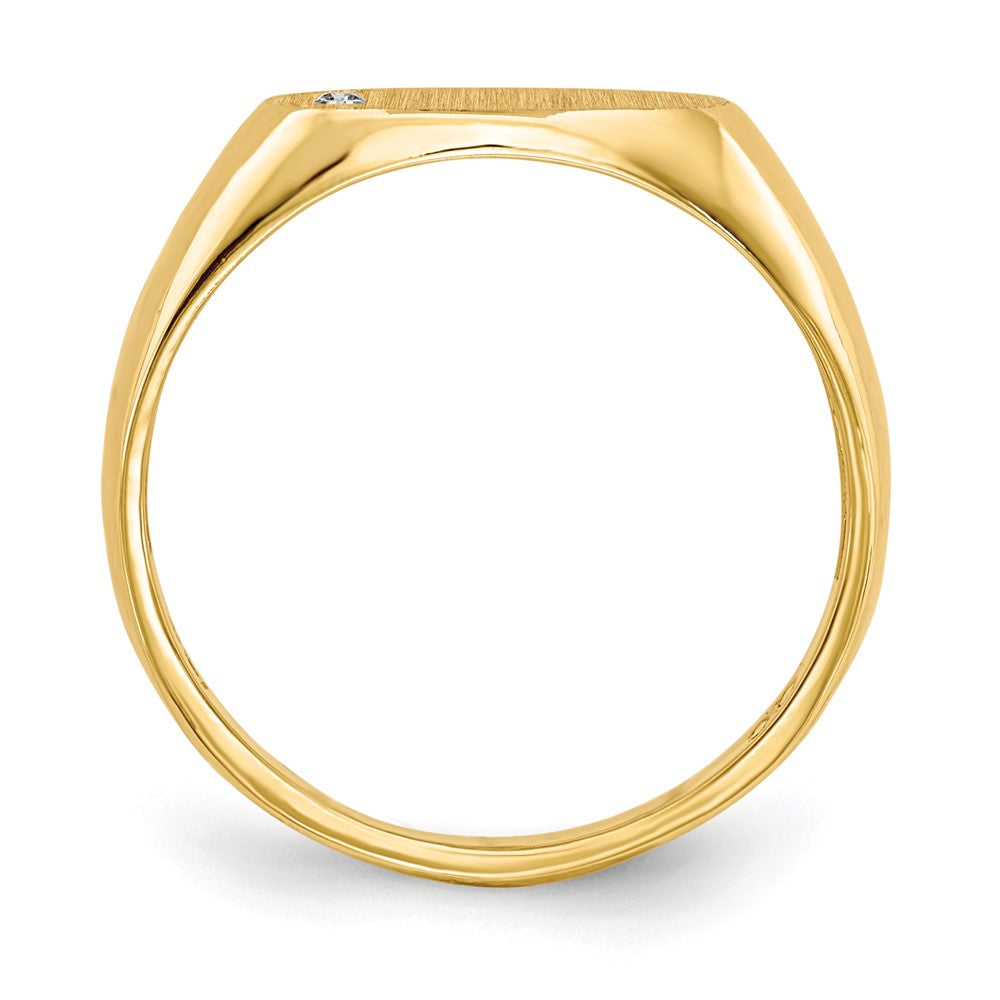 14k 1/2 point AA Diamond 11.0x6.5mm Oval Open Back Signet Ring