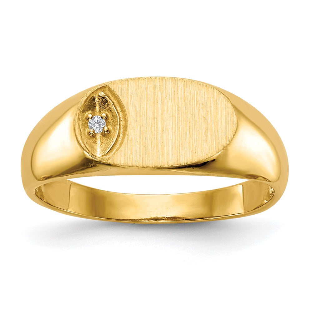 14k 1/2 point A Diamond 11.0x6.5mm Oval Open Back Signet Ring