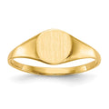 14k 6.5x7.5mm Round Closed Back Signet Ring