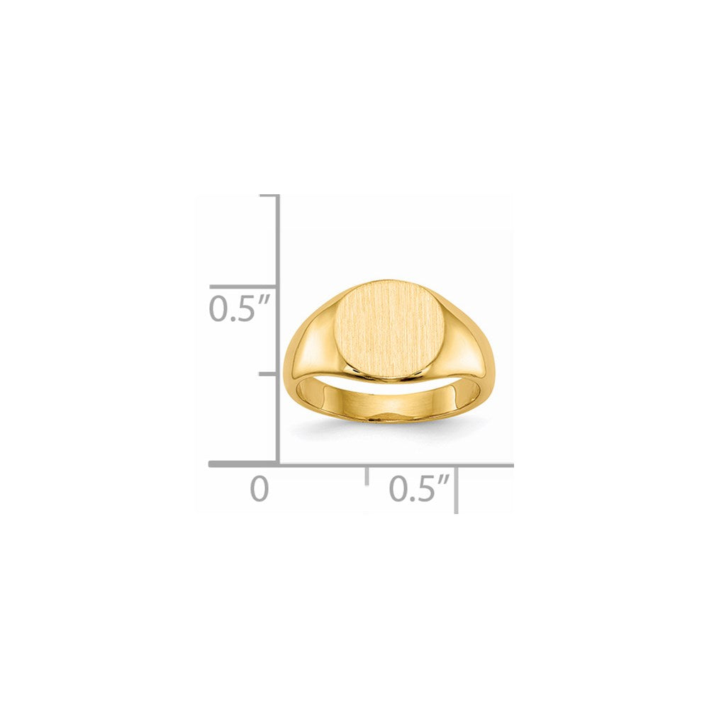 14k 8.5x7.5mm Closed Back Childs Oval Signet Ring