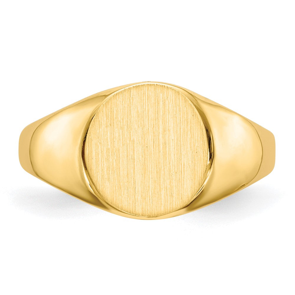 14k 9.5x8.5mm Round Closed Back Signet Ring