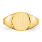 14k 9.5x8.5mm Round Closed Back Signet Ring