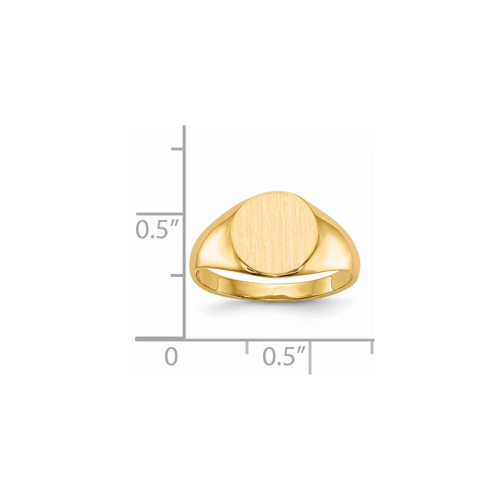 14k 9.5x8.5mm Round Closed Back Signet Ring