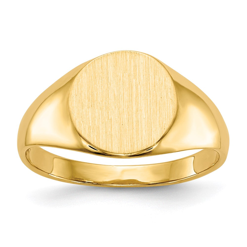 14k 9.5x8.5mm Round Closed Back Signet Ring