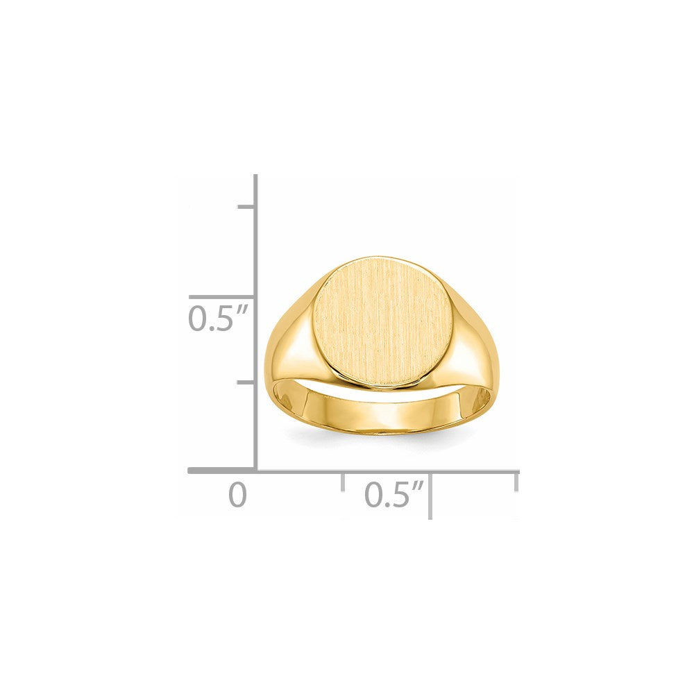 14k 10.5x11.0mm Round Closed Back Signet Ring