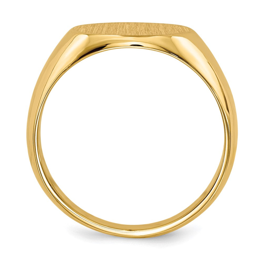 14k 13.5x12.5mm Round Closed Back Mens Signet Ring