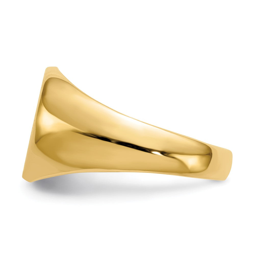 14k 13.5x12.5mm Round Closed Back Mens Signet Ring