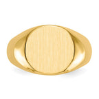 14k 13.5x12.5mm Round Closed Back Mens Signet Ring