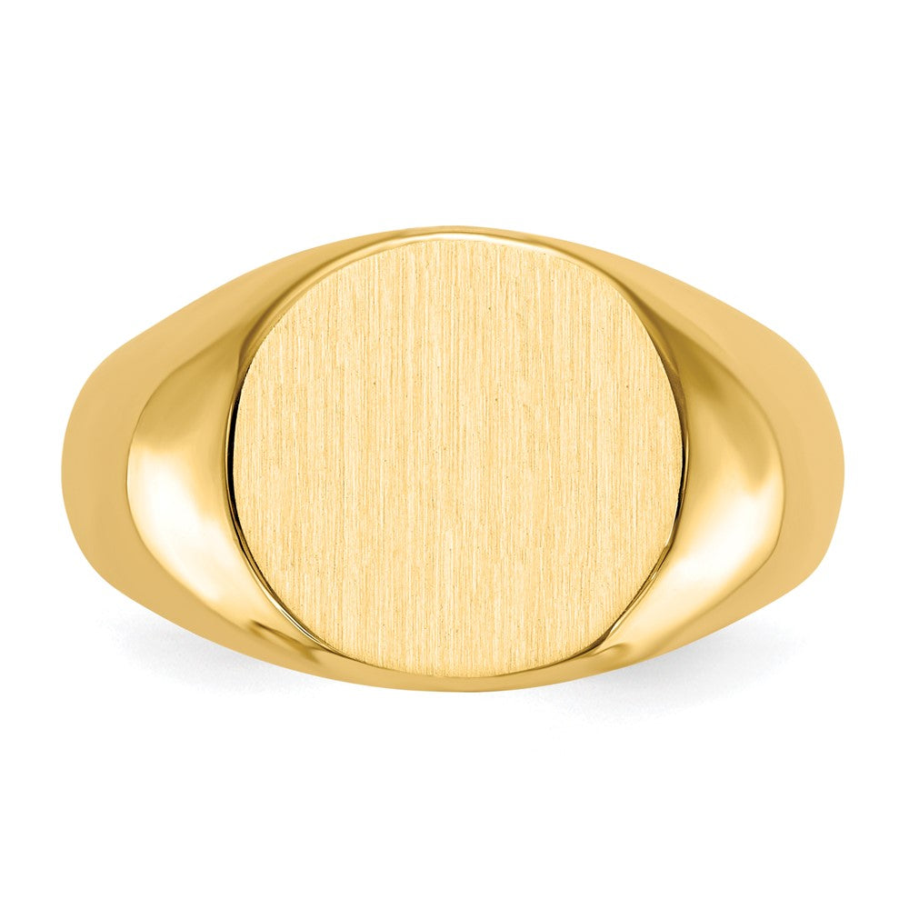 14k 13.5x12.5mm Round Closed Back Mens Signet Ring