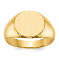 14k 13.5x12.5mm Round Closed Back Mens Signet Ring