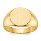 14k 13.5x12.5mm Round Closed Back Mens Signet Ring