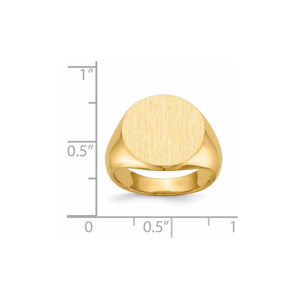 14k 15.5x15.0mm Round Closed Back Signet Ring
