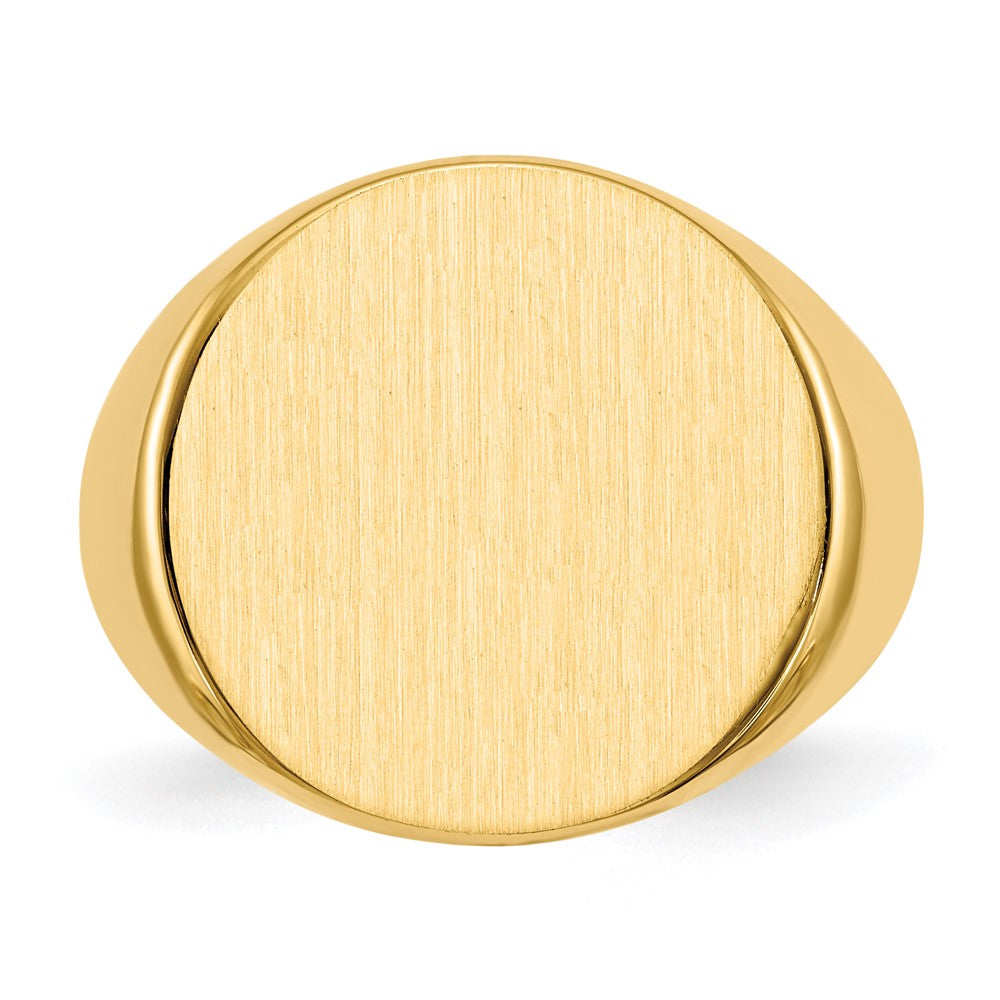 14k 18.0x17.5mm Round Closed Back Mens Signet Ring
