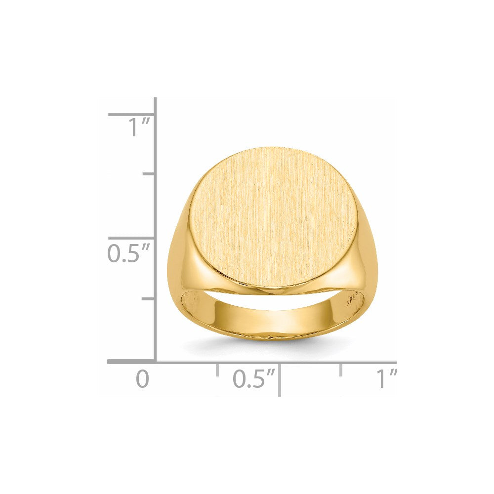 14k 18.0x17.5mm Round Closed Back Mens Signet Ring