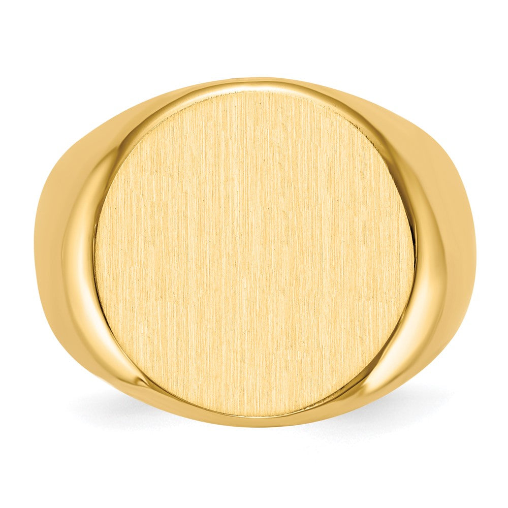 14k 18.0x18.0mm Round Closed Back Mens Signet Ring