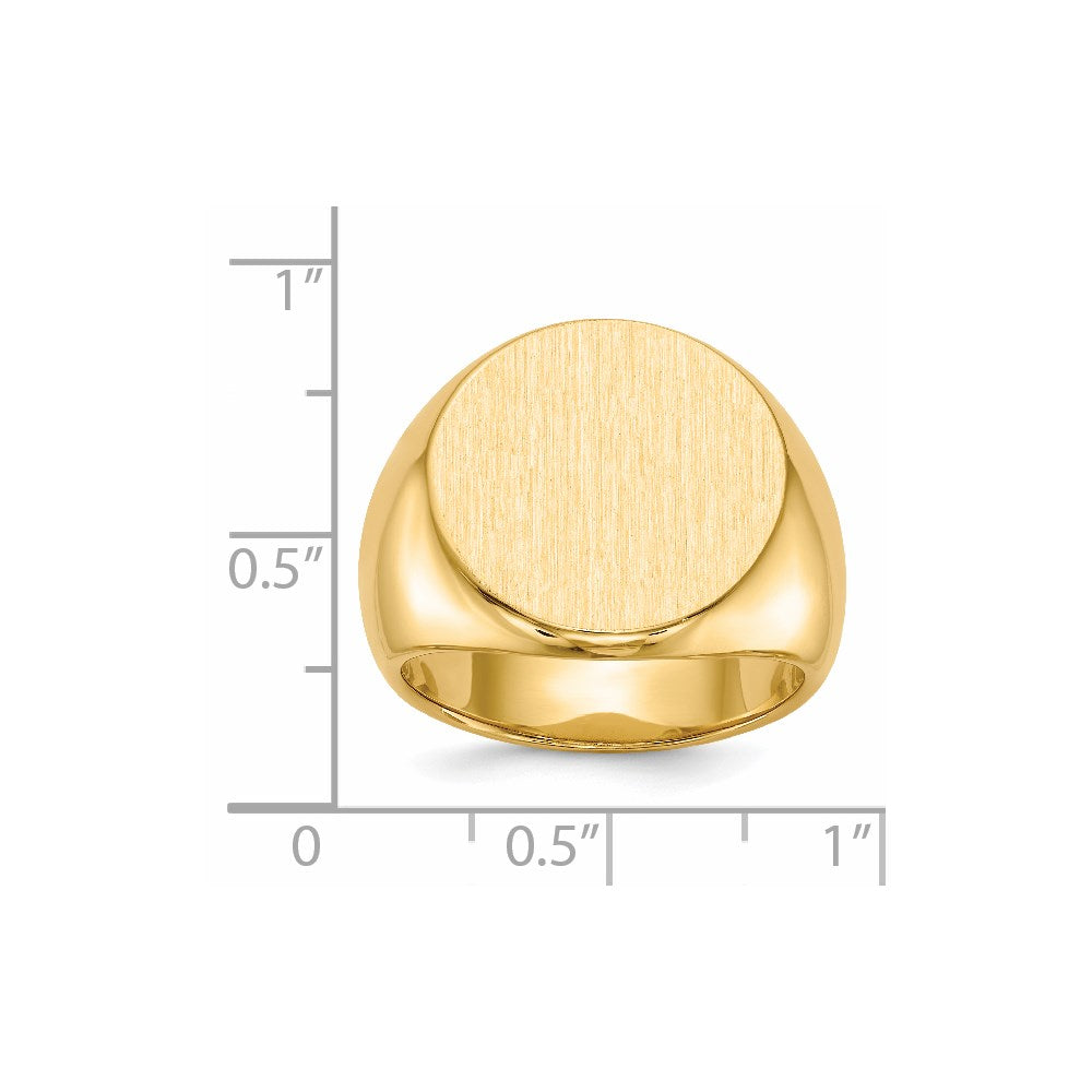 14k 18.0x18.0mm Round Closed Back Mens Signet Ring
