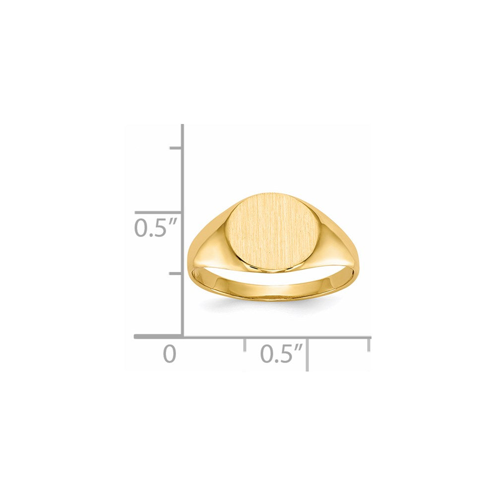 14k 9.5x8.5mm Round Open Back Signet Ring