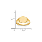 14k 9.5x8.5mm Round Open Back Signet Ring