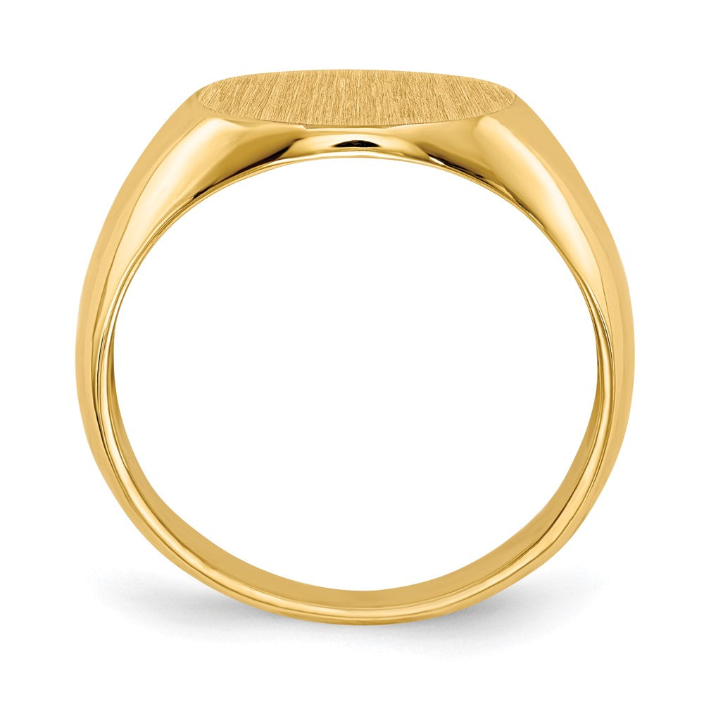 14k 13.5x12.5mm Round Open Back Mens Signet Ring