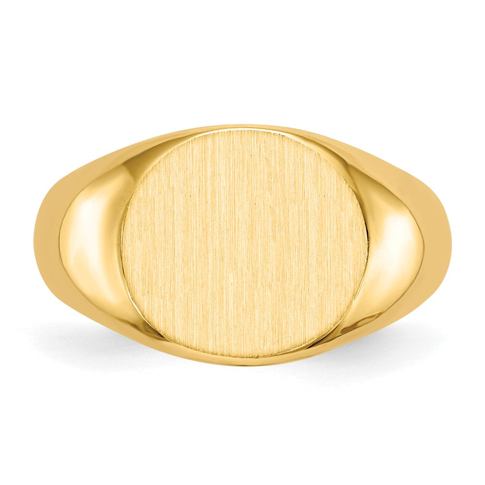 14k 13.5x12.5mm Round Open Back Mens Signet Ring