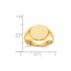14k 13.5x12.5mm Round Open Back Mens Signet Ring