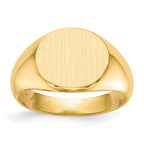 14k 13.5x12.5mm Round Open Back Mens Signet Ring