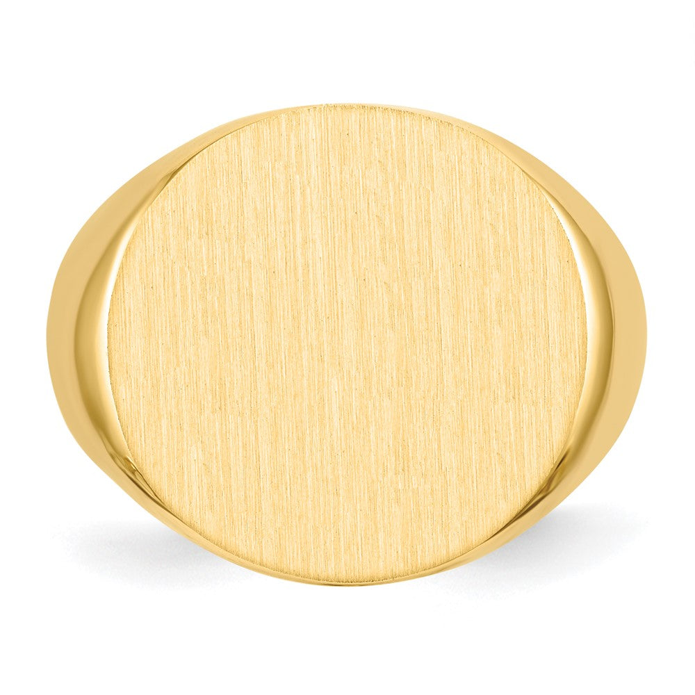 14k 18.0x17.5mm Round Open Back Mens Signet Ring