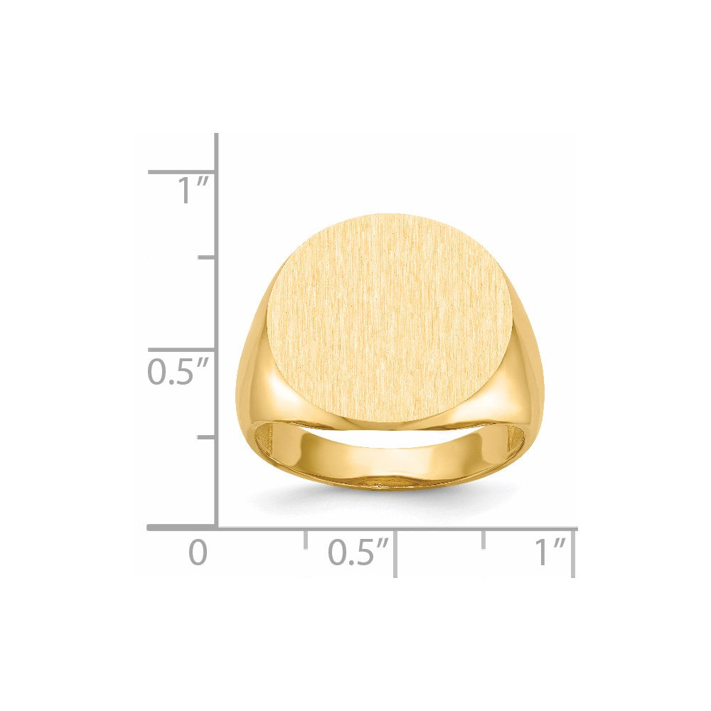 14k 18.0x17.5mm Round Open Back Mens Signet Ring