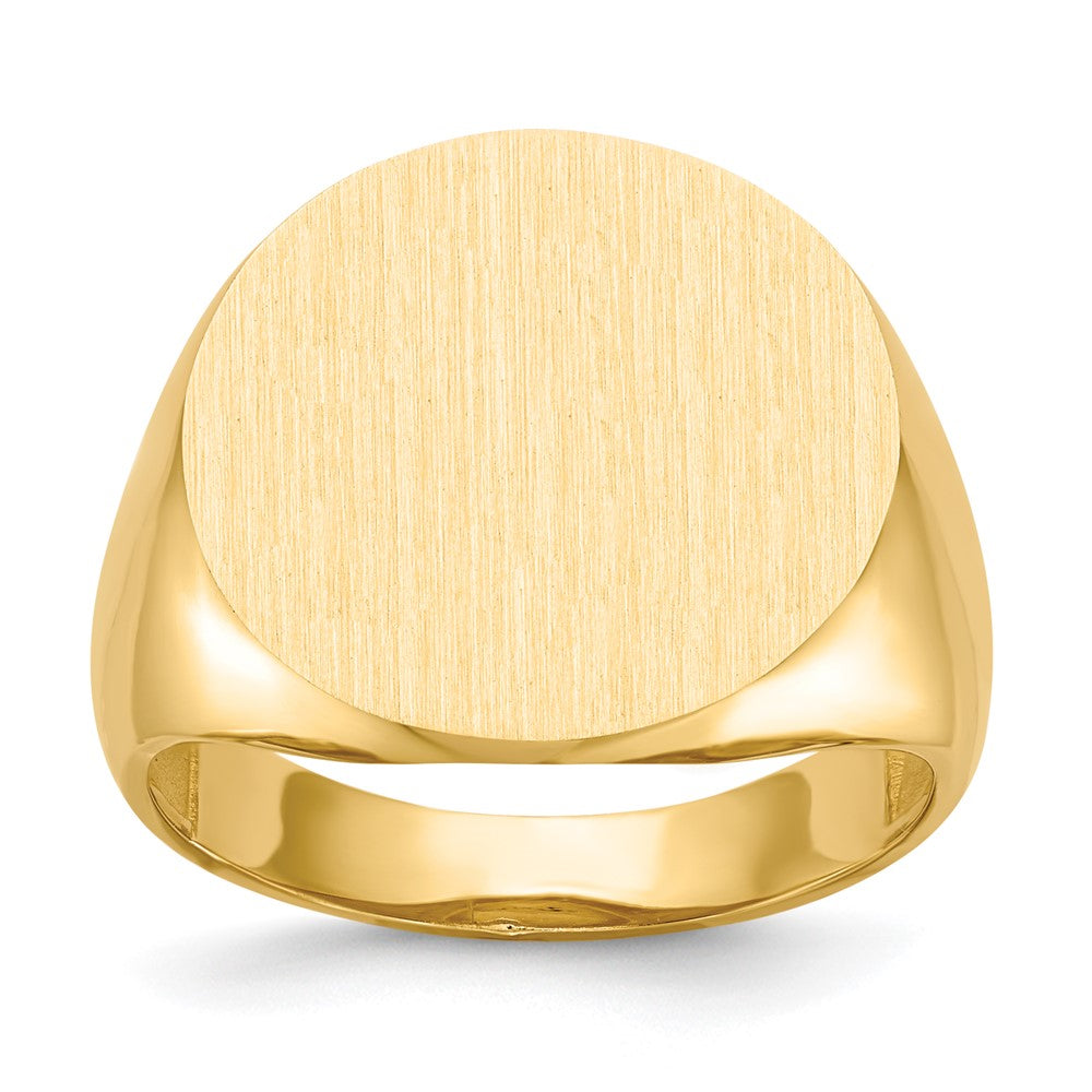 14k 18.0x17.5mm Round Open Back Mens Signet Ring