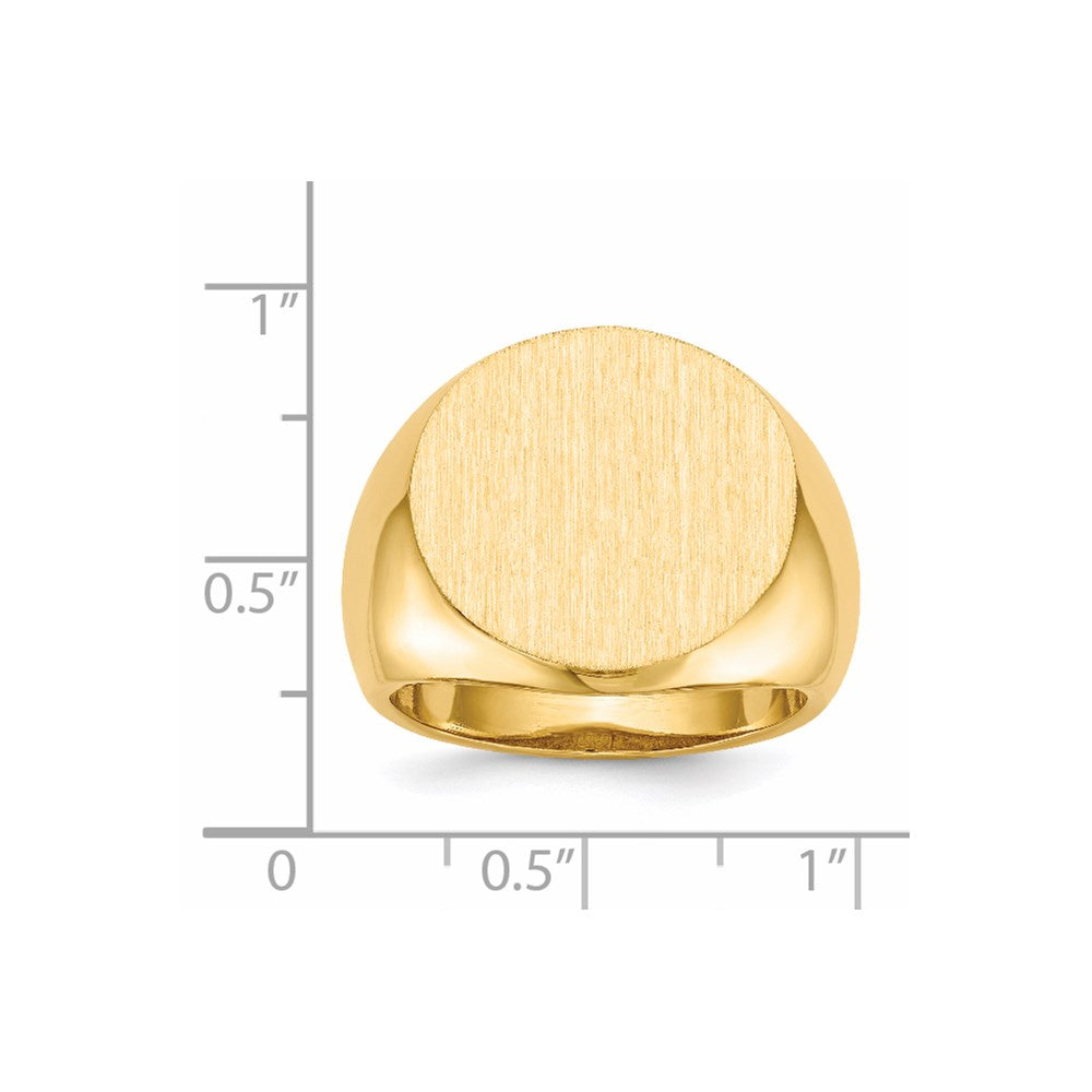 14k 18.0x18.0mm Round Open Back Mens Signet Ring