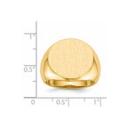 14k 18.0x18.0mm Round Open Back Mens Signet Ring