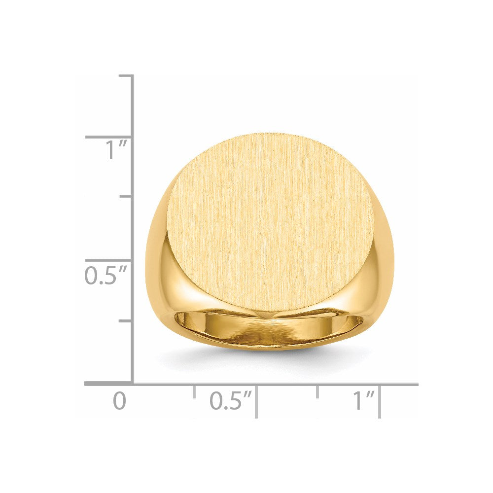 14k 21.0x21.5mm Round Open Back Mens Signet Ring