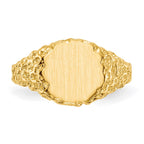 14k 9.5x8.5mm Round Closed Back Signet Ring