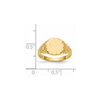 14k 9.5x8.5mm Round Closed Back Signet Ring