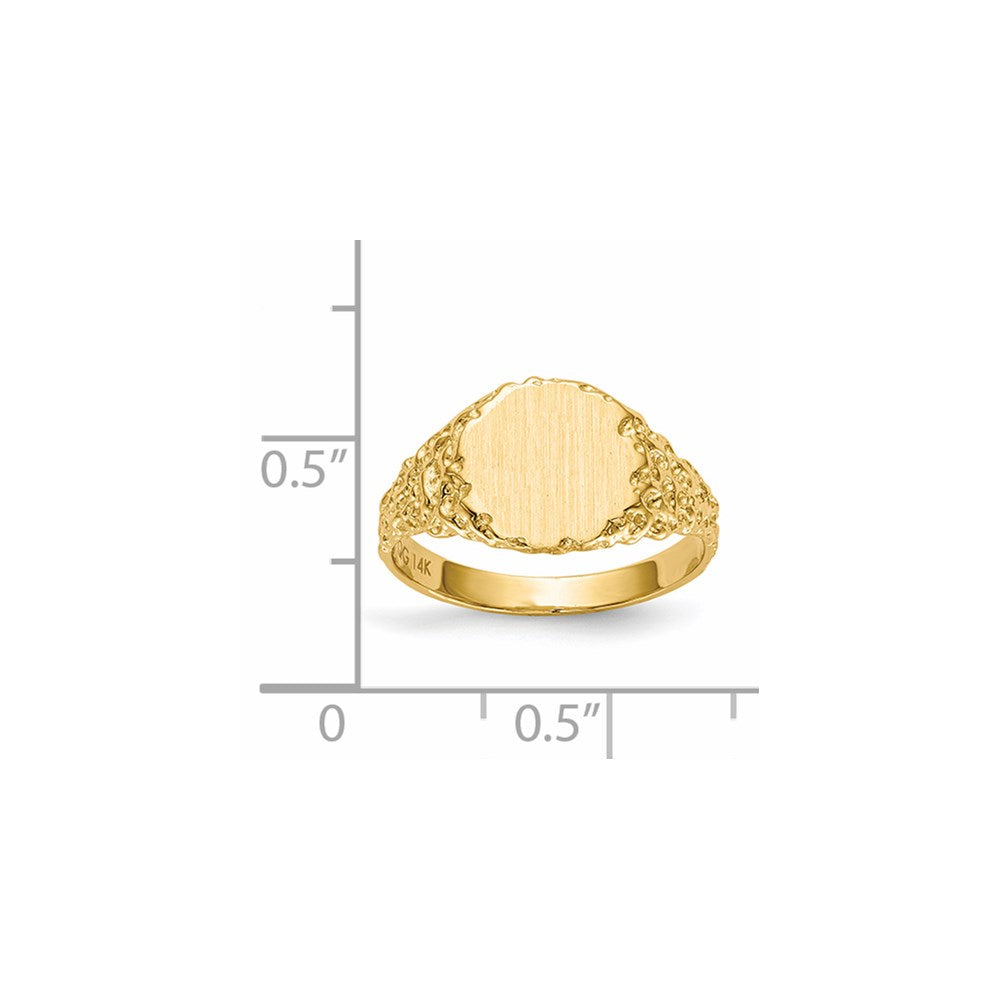 14k 9.5x8.5mm Round Closed Back Signet Ring