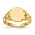 14k 9.5x8.5mm Round Closed Back Signet Ring