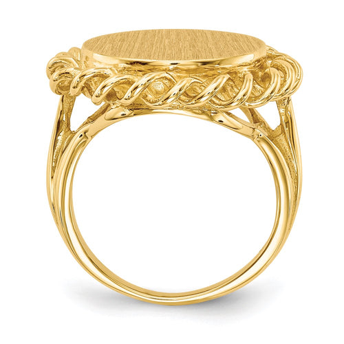 10k 14.5x15.0mm Round Twisted Filigree Edge Open Back Signet Ring